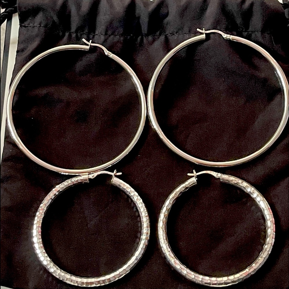 Sterling Silver Hoop Earrings 2 Pairs